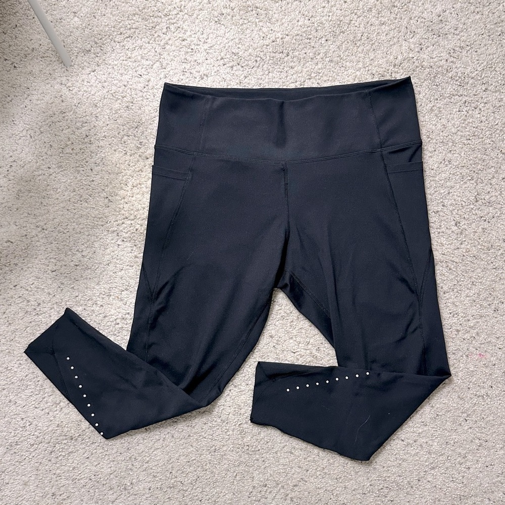 Black Leggings with Dot Detail at Calf